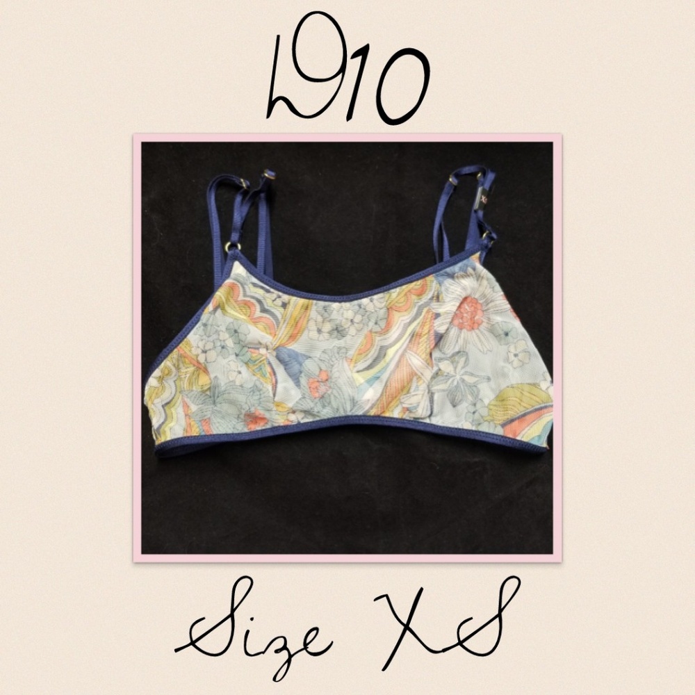 Strappy Tropical Mesh Bralette, XS
